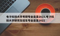 电子科技大学考研专业目录2022,电子科技大学研究生招生专业目录2021