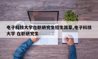 电子科技大学在职研究生招生简章,电子科技大学 在职研究生
