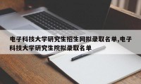 电子科技大学研究生招生网拟录取名单,电子科技大学研究生院拟录取名单