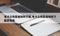 电子公司章程如何下载,电子公司章程如何下载到电脑