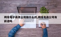 跨境电子商务公司做什么的,跨境电商公司有前途吗