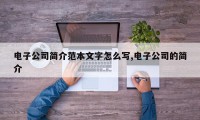 电子公司简介范本文字怎么写,电子公司的简介