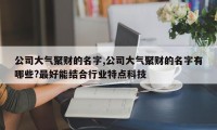 公司大气聚财的名字,公司大气聚财的名字有哪些?最好能结合行业特点科技