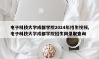 电子科技大学成都学院2024年招生视频,电子科技大学成都学院招生网录取查询