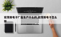 宏茂微电子厂是生产什么的,宏茂微电子怎么样